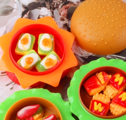 32克12个便当汉堡包棒棒糖软糖橡皮糖儿童QQ糖